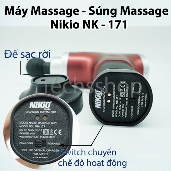 Súng massage tập cơ, giảm mỡ bụng đa năng Nikio NK-171