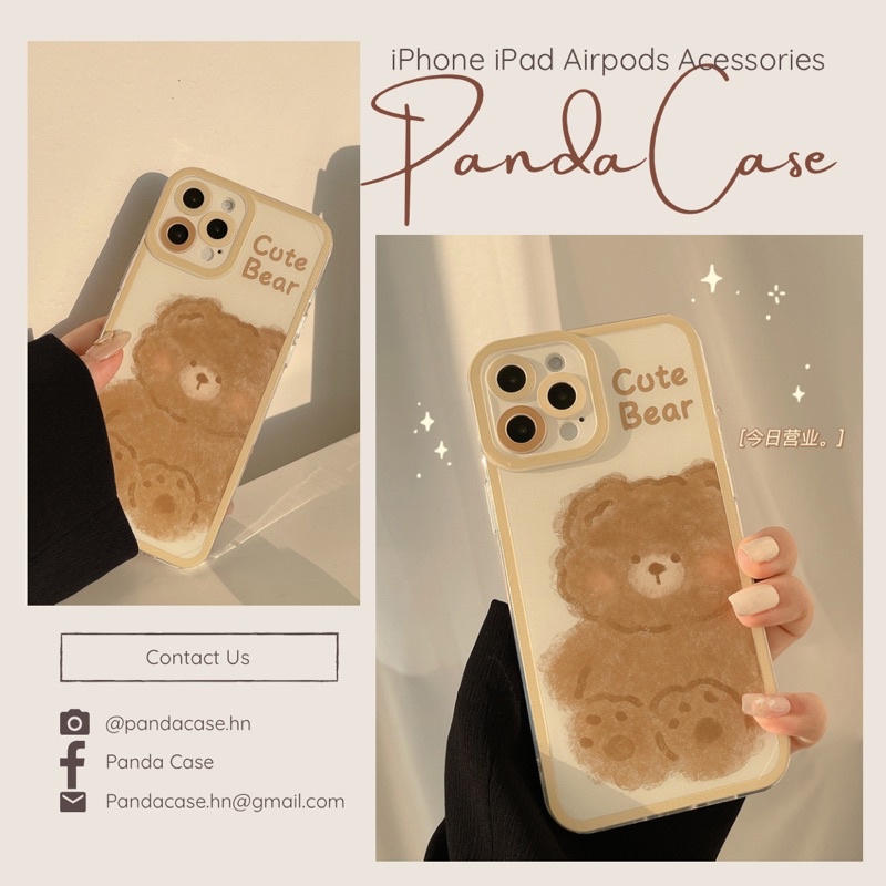 𝐂𝐨́ 𝐬𝐚̆̃𝐧 𝐜𝐡𝐨 𝐢𝐏𝐡𝐨𝐧𝐞 𝟏𝟑 Ốp Cute Bear xinh xắn, cạnh vuông chắc tay