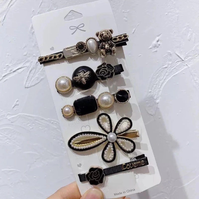Set 5 kẹp tóc ngọc trai nhiều mẫu phong cách Hàn Quốc cổ điển thời trang cho nữ