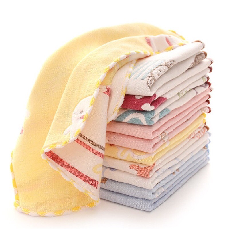 Khăn mặt cotton 6 lớp kích thước 25x25cm cho bé