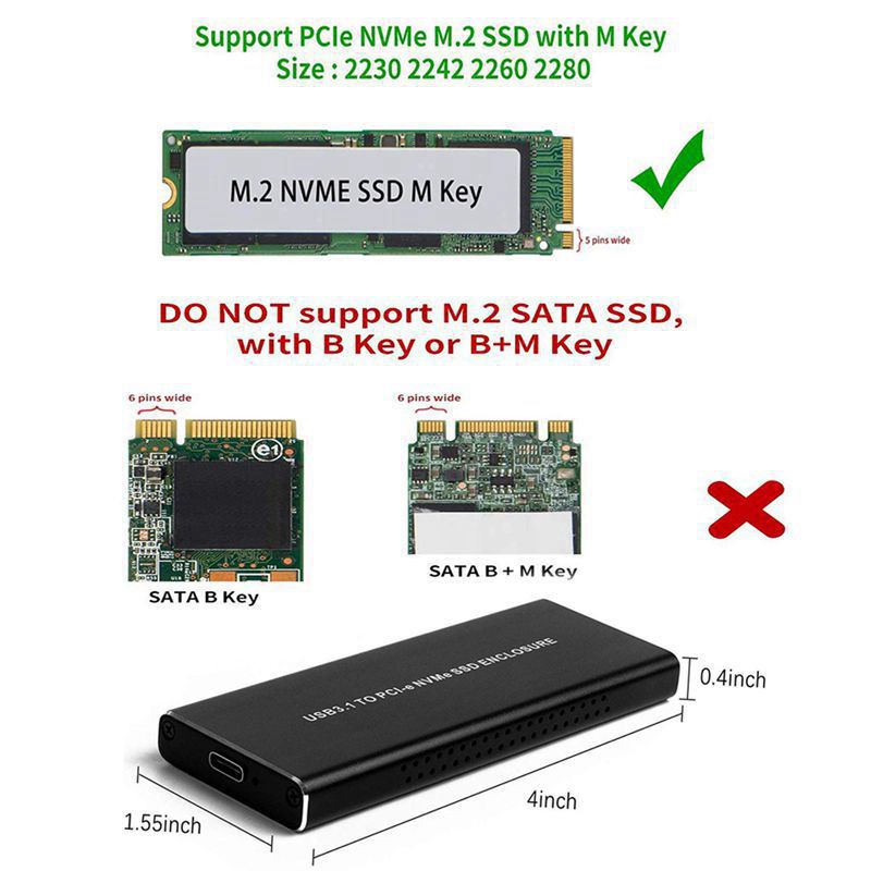 Pcie Nvme Usb3.1 Hdd Enclosure M.2 To Usb 3.1 Type C M Key Ssd Enclosure Hard V1 | BigBuy360 - bigbuy360.vn