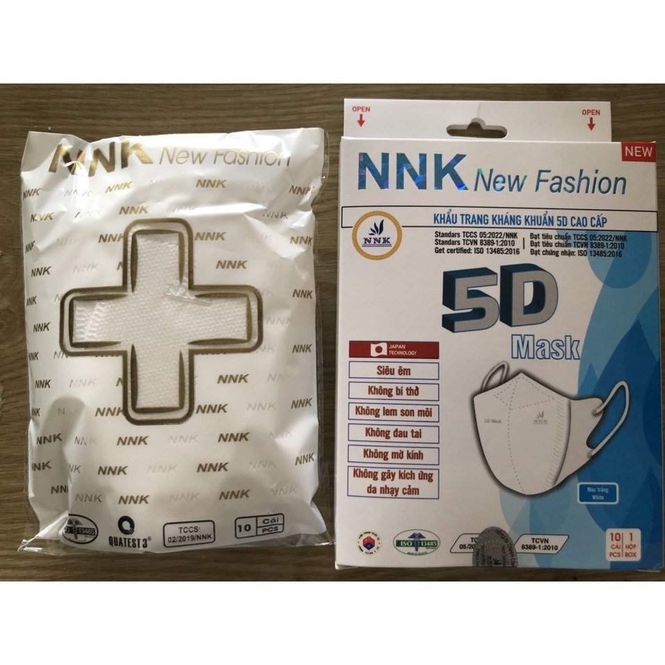 Khẩu trang kháng khuẩn 5D cao cấp NNK - hộp 10 cái