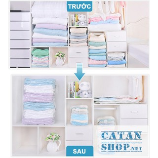 Túi Hút Chân Không Dùng Tay Ép Siêu Nhanh đựng quần áo, chăn màn (Không Cần Bơm Hút), tiện dụng GD424-BichCK