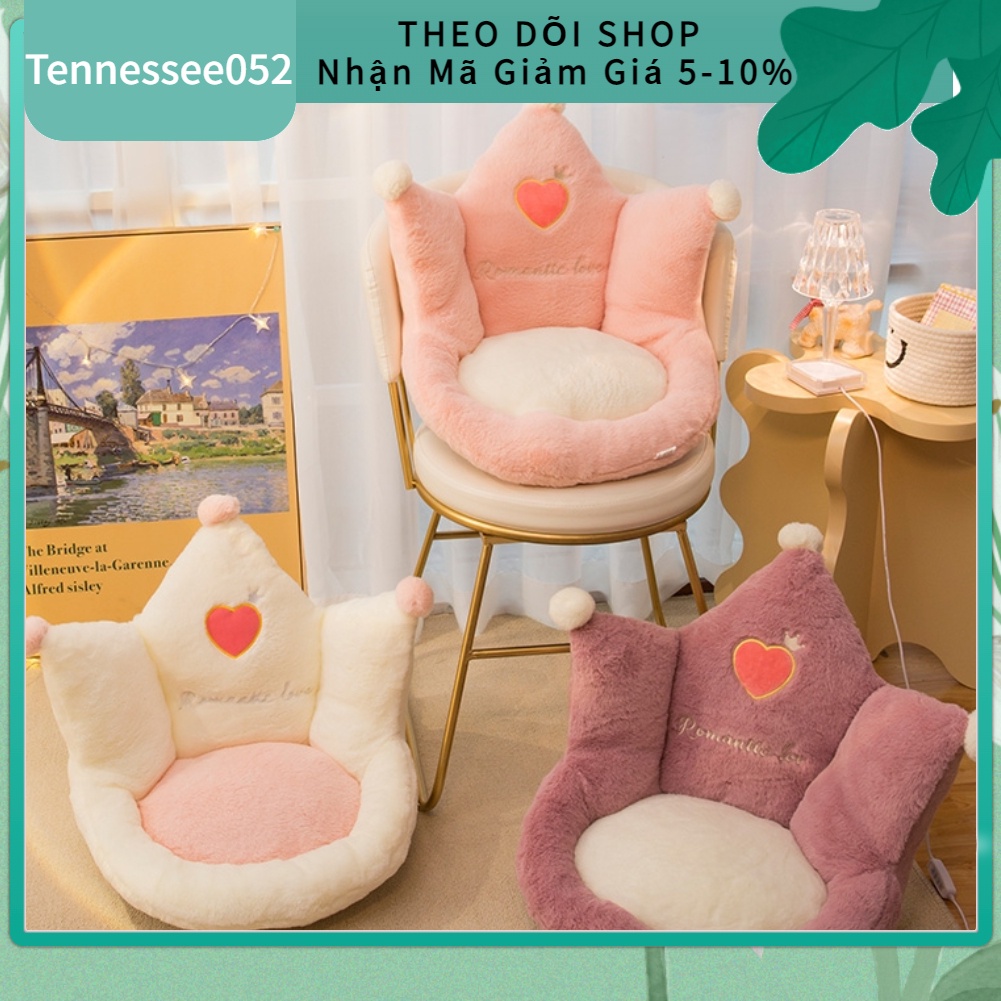 🌷Hàng Sẵn Ghế Tựa Lưng Vương miện/chân mèo Đệm nệm lót ghế ngồi văn phòng dễ thương 3D