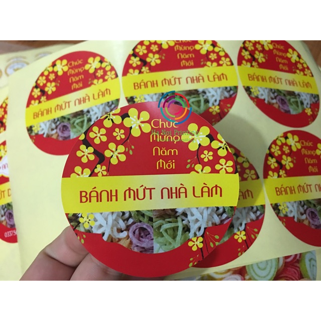 Tem dán hộp mứt handmade