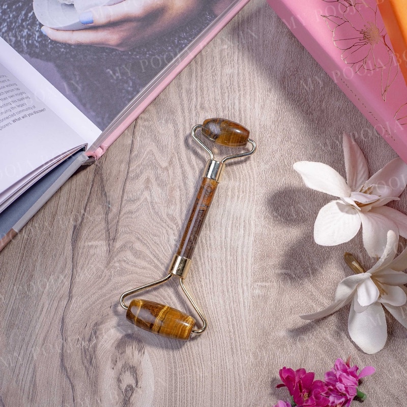 Thanh lăn massage mặt bằng đá tự nhiên Mắt/H Tiger's Eye Stone