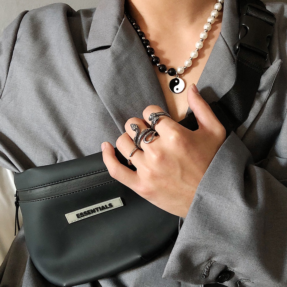 Nhẫn Thép Titan Hình Rắn Phong Cách hip hop Cổ Điển Cá Tính Thời Trang Cho Nam