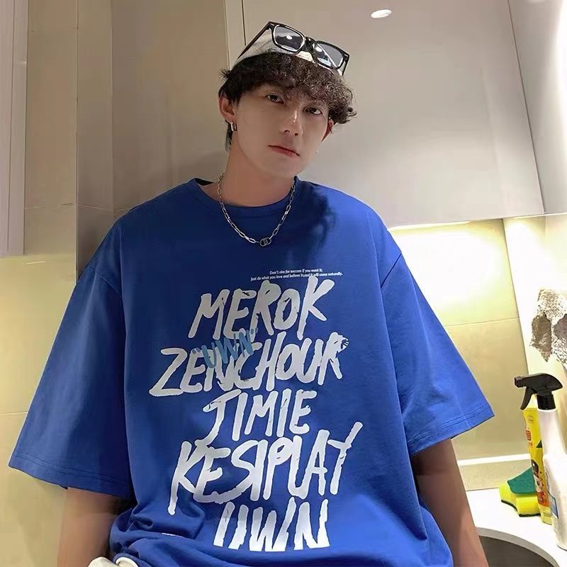 Áo Thun Nam Tay Ngắn In Chữ Clain Blue Cá Tính