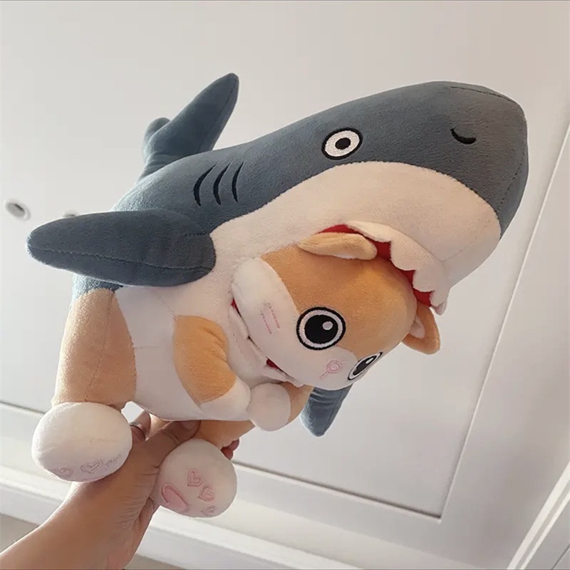 Gấu bông mèo cá mập mặt ngơ ngác dế thương Cat and Shark kích thước 45/70cm NEOCI