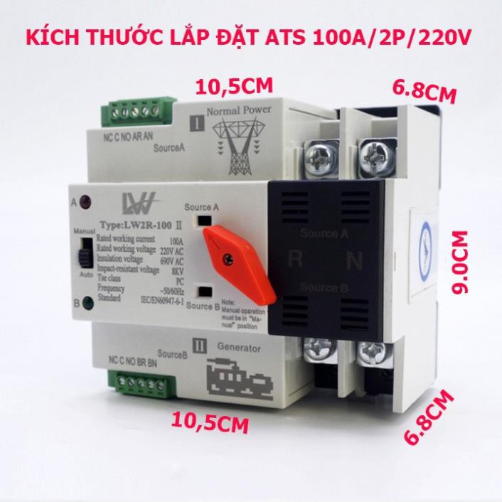 Cầu dao đảo chiều tự động ATS 2P 100A LW không gây mất điện- át chuyển nguồn- át đổi nguồn Thiết bị điện giá tốt