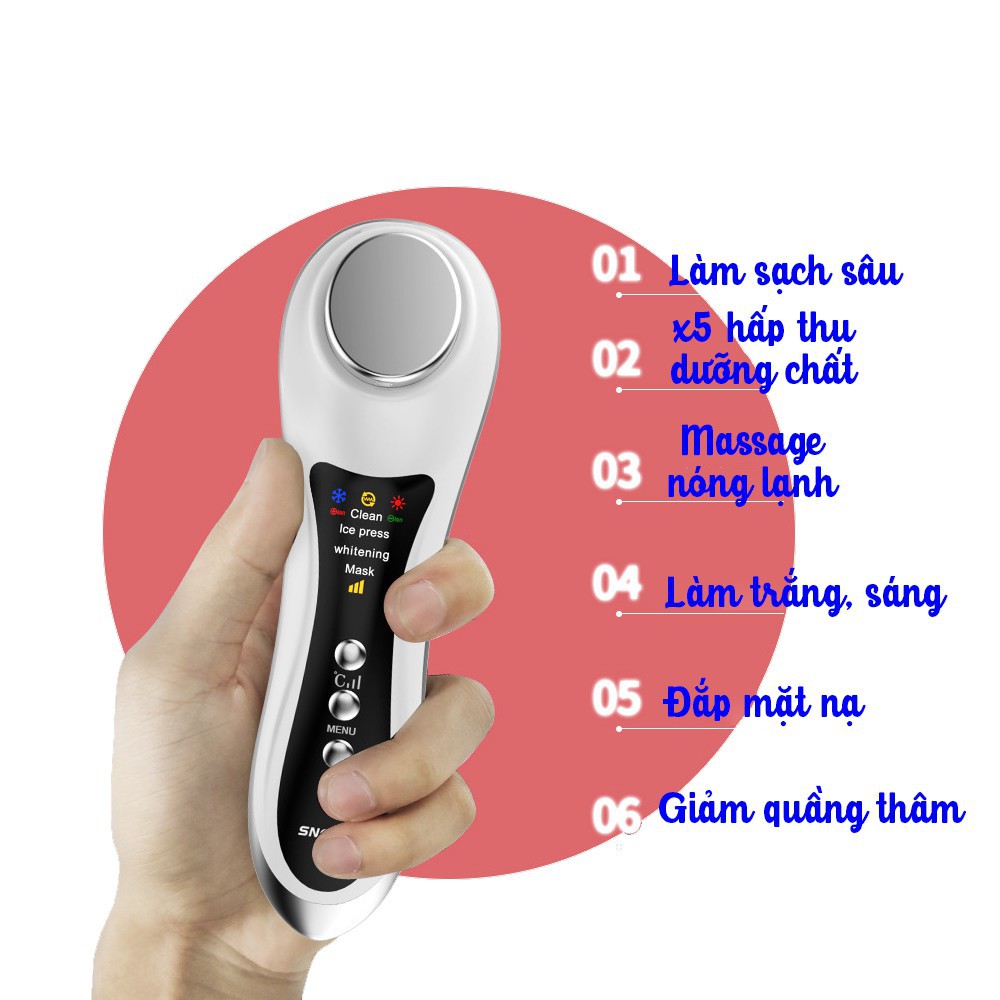 ﹍✤Máy massage mặt nóng lạnh cao cấp - Matxa cầm tay 06 chế độ HDSD Tiếng Việt BH 3 tháng MIANZ STORE