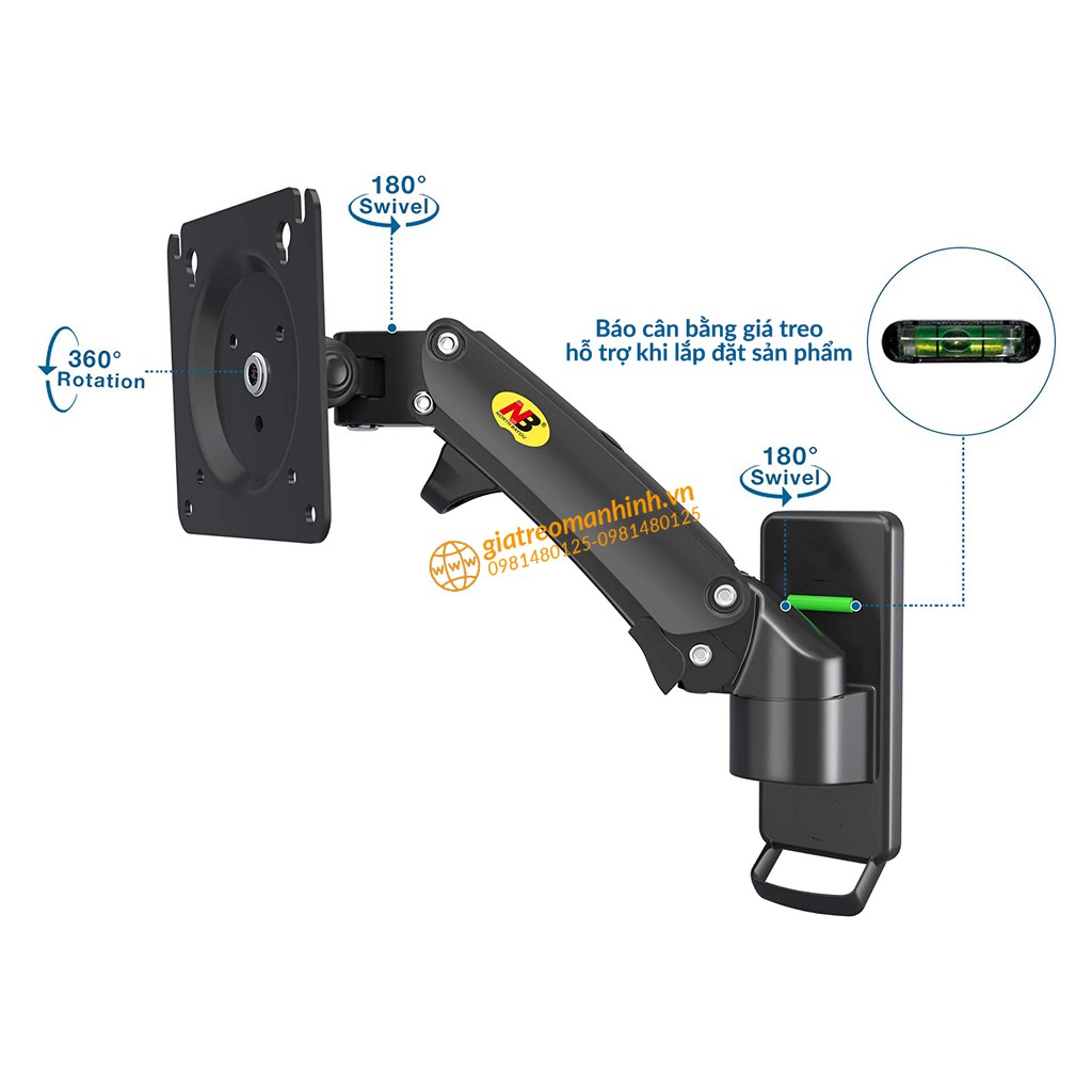 Giá Treo Màn Hình NB-F120 Tương Thích Màn 17 - 27 Inch / Lắp Đặt Treo Tường Tùy Chỉnh Đa Năng - Xoay Màn 360 Độ