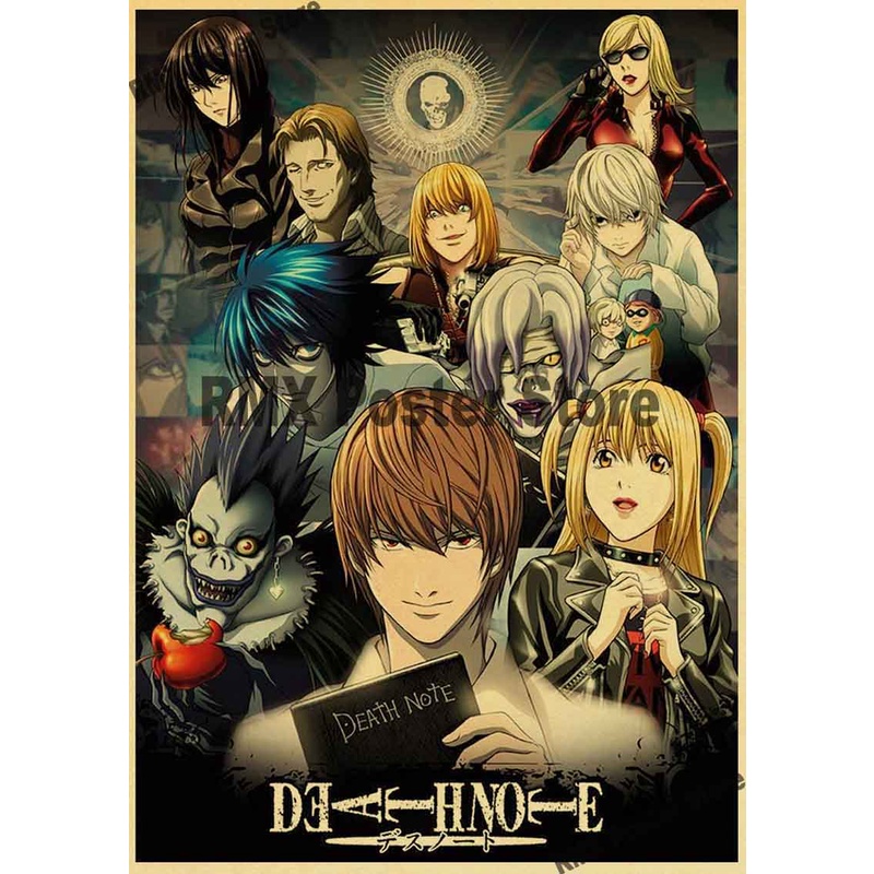 Poster Phim Hoạt Hình Death Note Phong Cách Retro