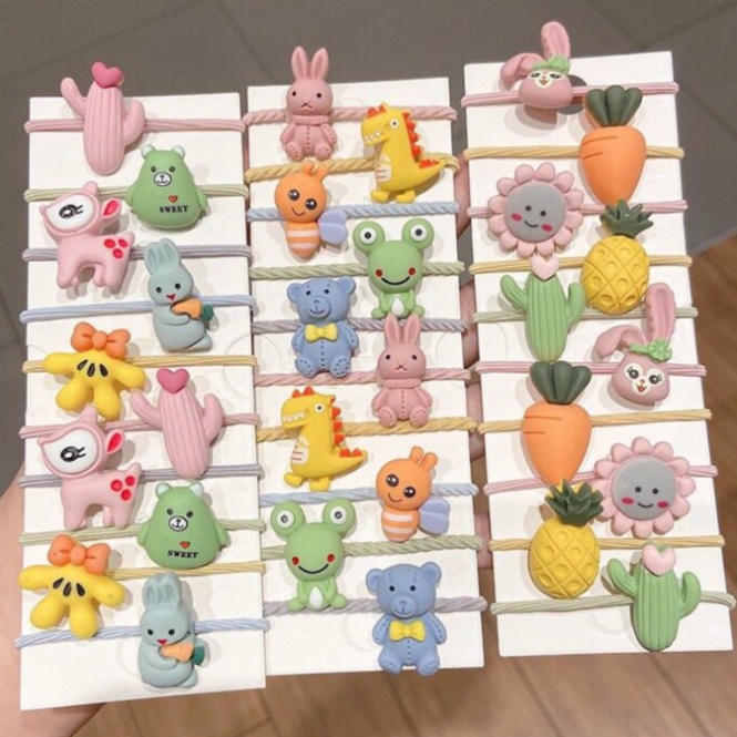 Set 4/8/10 dây chun cột tóc, Dây chun buộc tóc Siêu Cute Bé gái