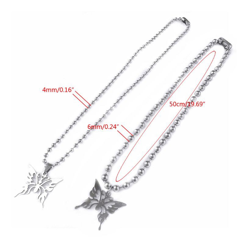 vòng cổ Inox Phối Mặt Dây Hình Bướm Unisex