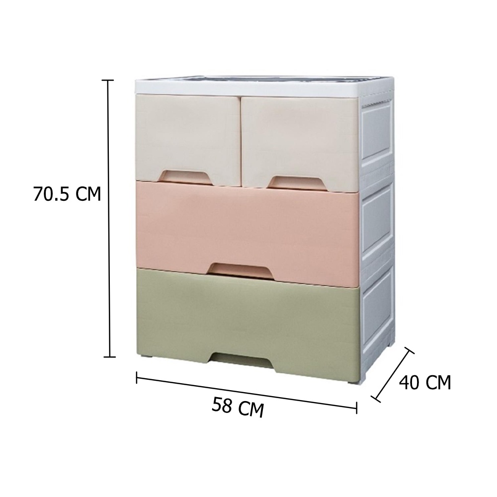 HomeBase STACKO Tủ nhựa 3 tầng 1800M3 Thái Lan W58xH70.5xD40cm màu Pastel