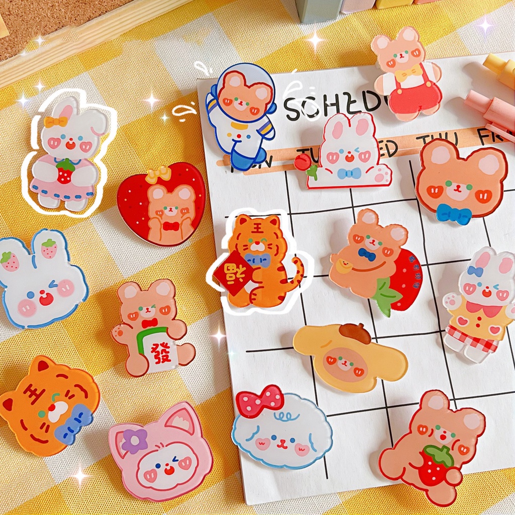 Ghim cài trang trí balo áo túi sticker hoạt hình nhiểu kiểu dễ thương cực xinh K03