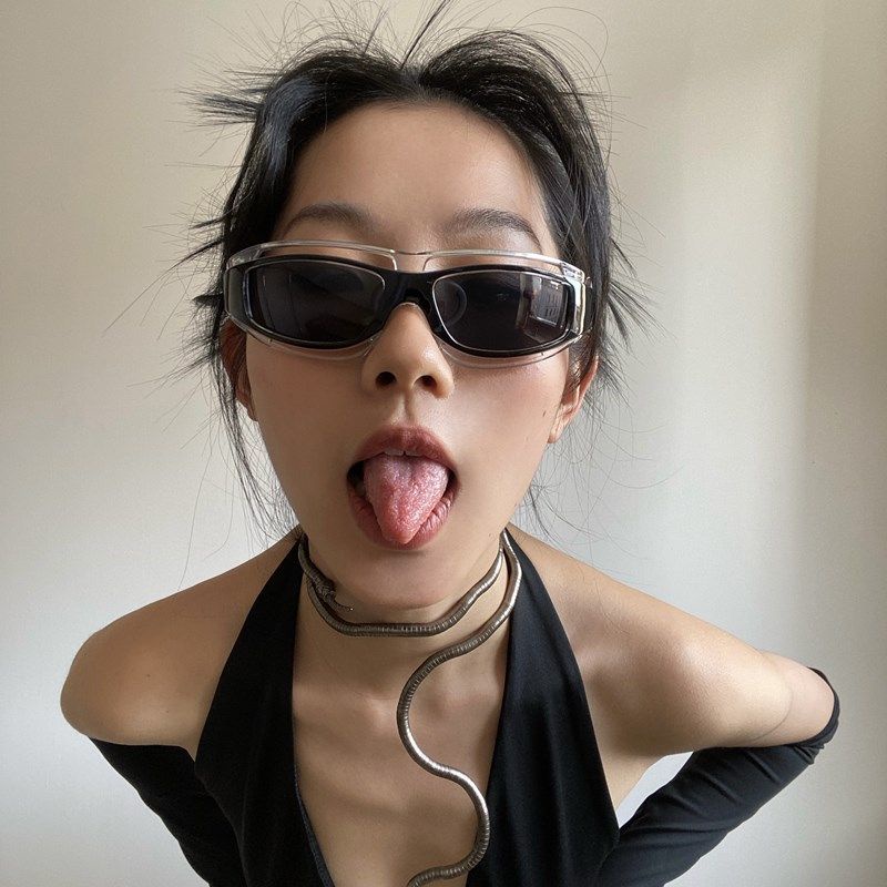 Kính Mát Lái Xe Một Mắt Gọng To y2k y2k Phong Cách Hip Hop Punk