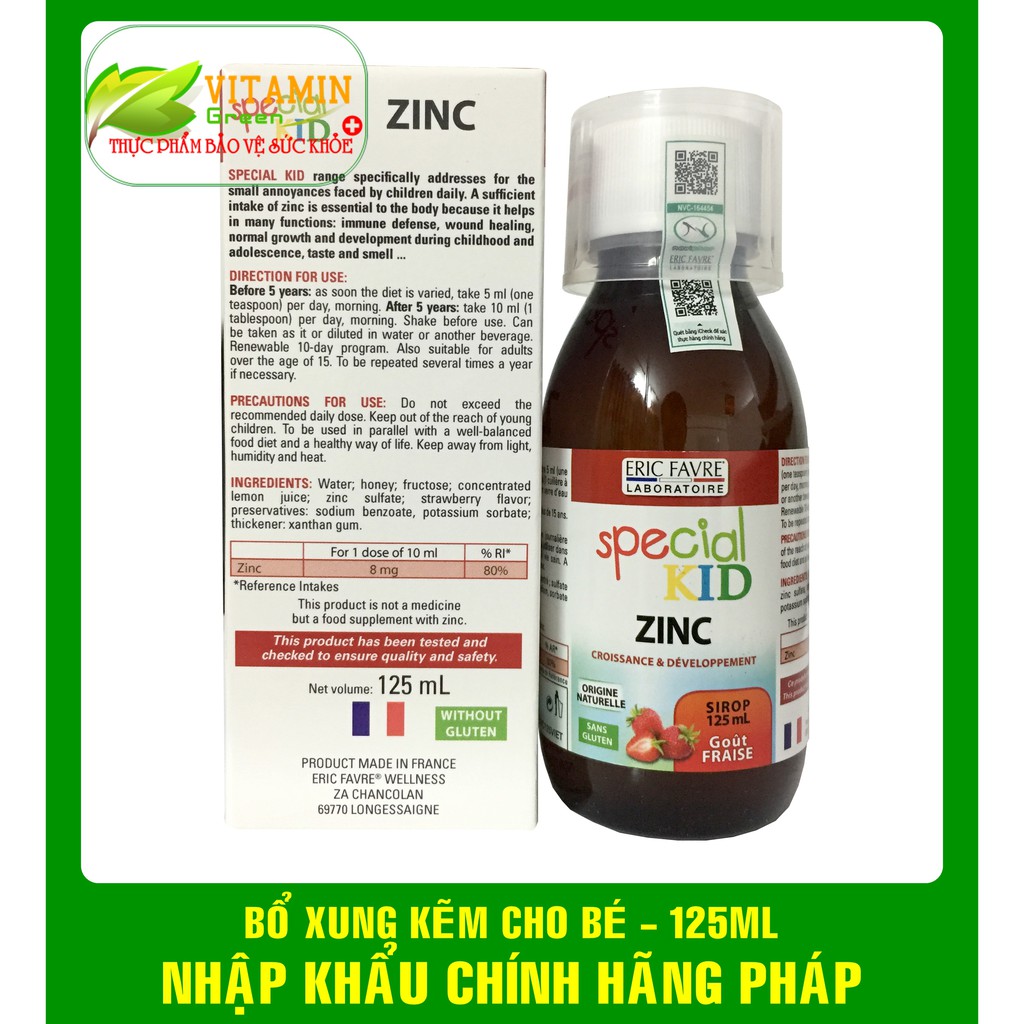 SPECIAL KID ZINC BỔ XUNG KẼM CHO BÉ 125ml | NHẬP KHẨU CHÍNH HÃNG PHÁP