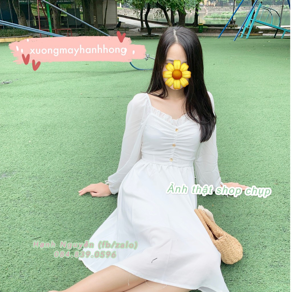 Váy Trắng dự tiệc Tiểu Thư - Váy Dài Tay Mùa Thu - Xưởng May Hạnh Hồng | BigBuy360 - bigbuy360.vn