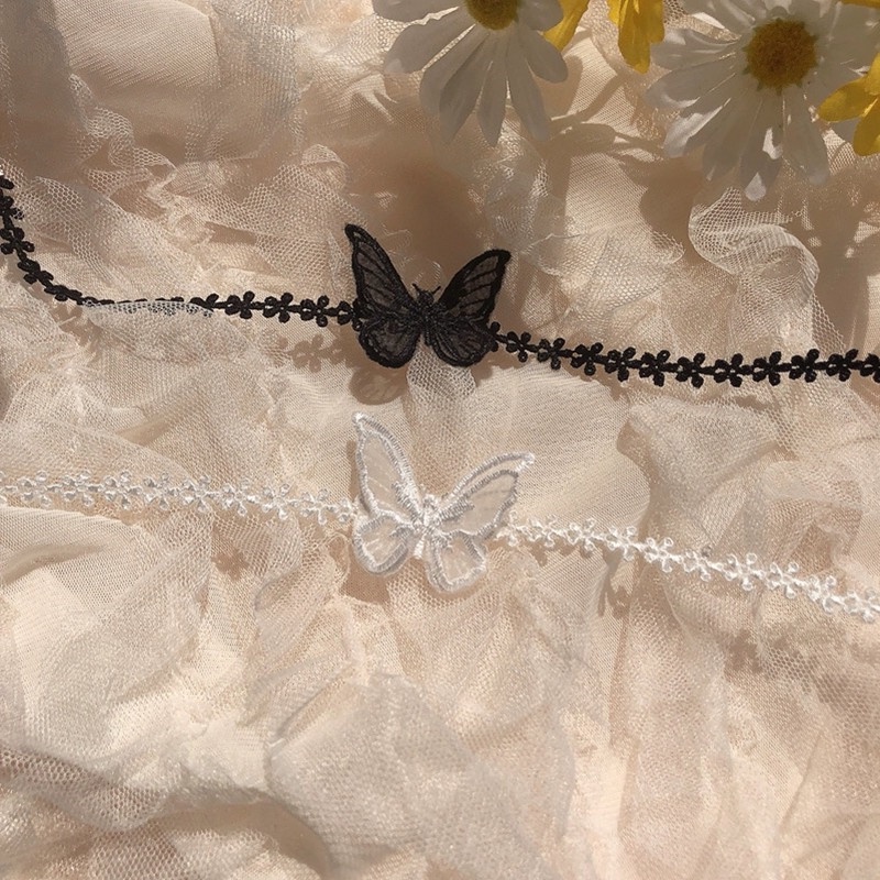Vòng Cổ Choker Vải Ren Mặt Hoa Bướm Thời Trang Phong Cách Hàn Quốc Cho Nữ