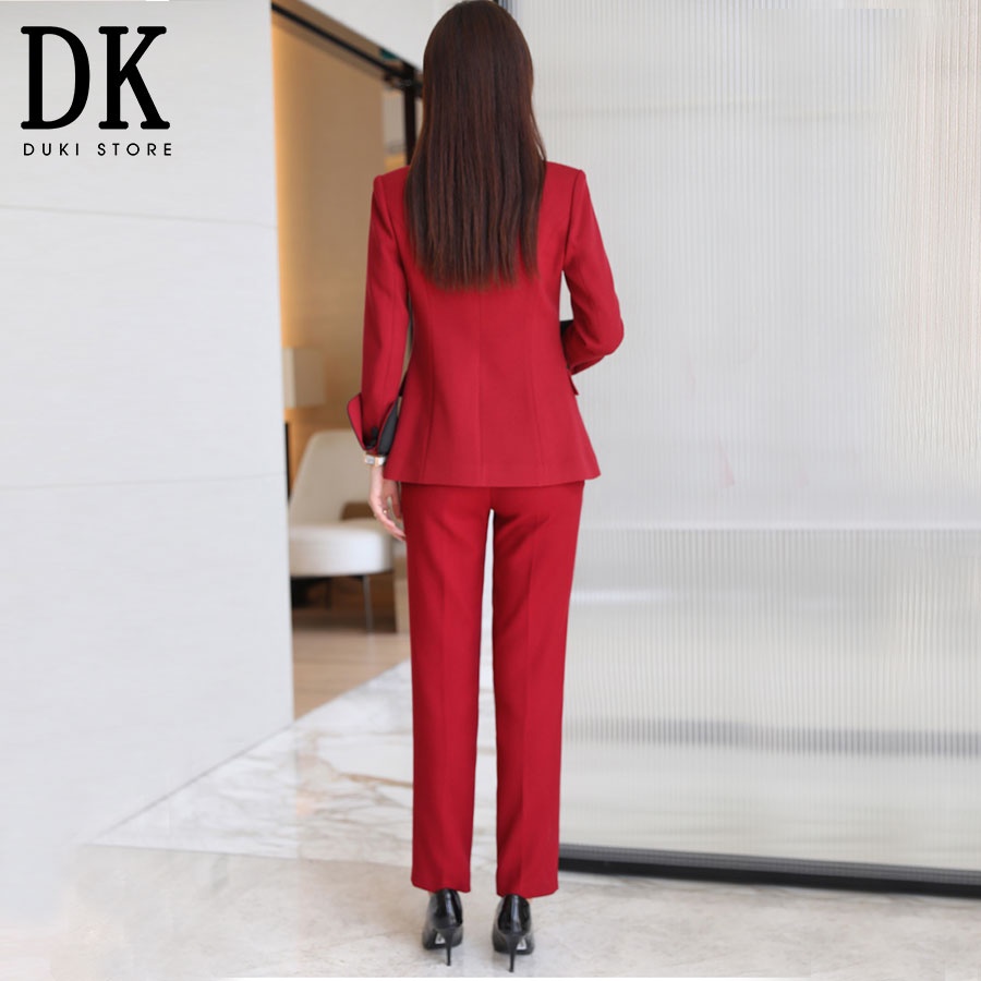 Bộ vest nữ công sở Hàn Quốc màu đỏ đô đẹp DKU0048 - DUKI STORE
