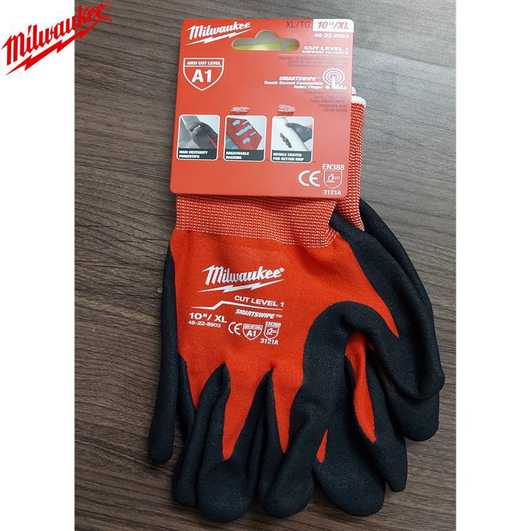 Găng tay chống cắt, bảo hộ lao động level 1 Milwaukee 48-22-8902. Bao tay chống cắt level 1 an toàn khi lao động. 2 màu