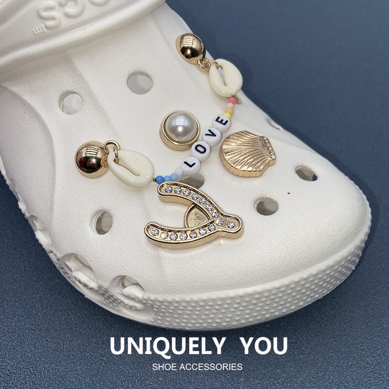 Crocs / jibbitz charms Dây Xích Kim Loại Trang Trí Trên Cùng Thời Trang