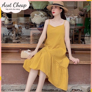 Váy maxi đũi hai dây đuôi cá đi biển - Đầm maxi dây freesize dáng rộng sanh chảnh