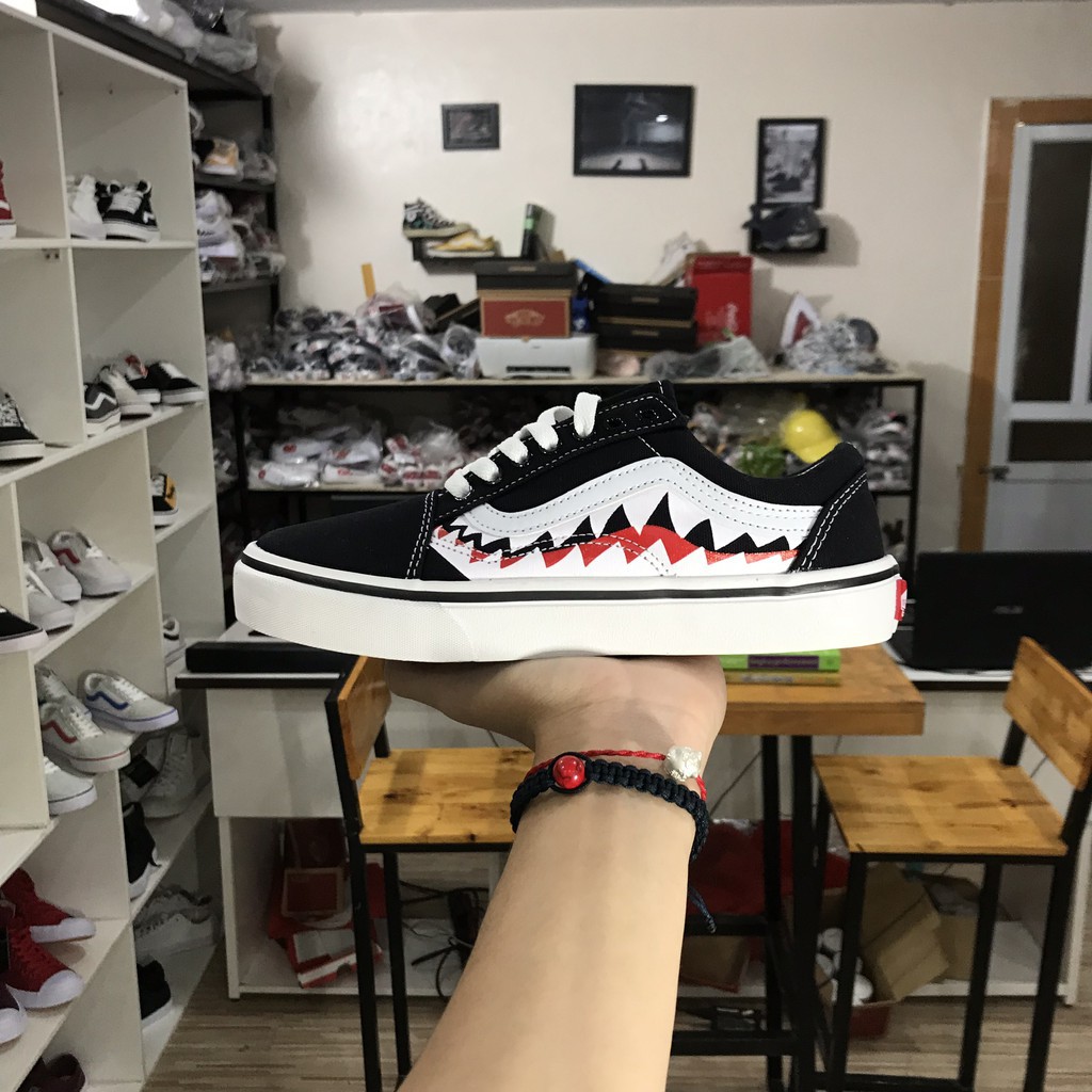 [Mã FASHIONRNK giảm 10K đơn 50K] Sale Sốc| Giày thể thao Vans cá mập đen - Full Box,tag Freeship