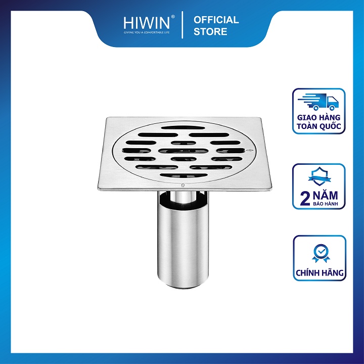 Phễu ga thoát sàn ngăn mùi hôi thoát nước nhanh chất liệu inox kích thước 100x100mm HIWIN FD-4320