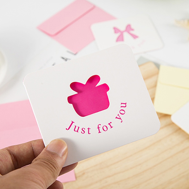 Thiệp chúc mừng các dịp sinh nhật, cảm ơn, kỷ niệm tình yêu, tốt nghiệp kèm bì thư cắt hình ngộ nghĩnh