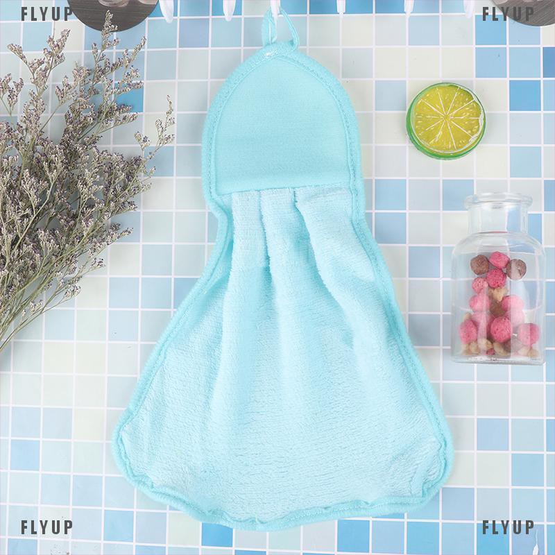 「FLYUP」Hand Towel Plush Hanging Kitchen Cotton Non-oil-Stick Dish Washing Quick-dry