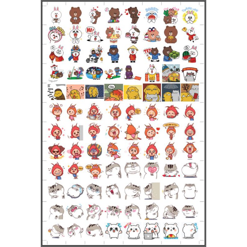 Combo 96 Tem Dán Sticker Cute Chủ Đề Dễ Thương