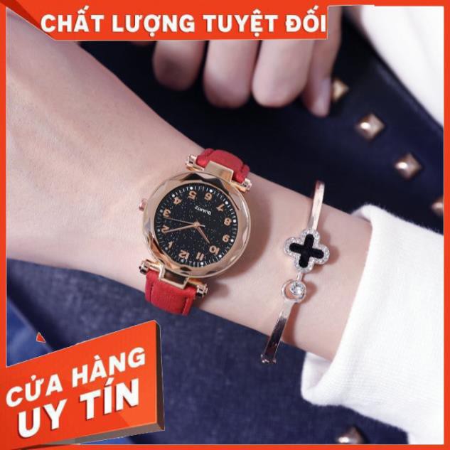 [FREESHIPXTRA] Đồng hồ thời trang nữ Mstianq MS32 dây da lộn cực đẹp, mặt số dể dàng xem giờ