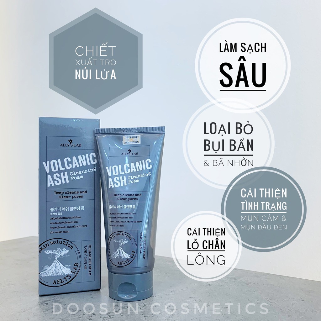 SỮA RỬA MẶT CIẾT XUẤT TRO NÚI LỬA AELYSLAB - VOLCANIC ASH CLEANSING FOAM - Doosun cosmertics