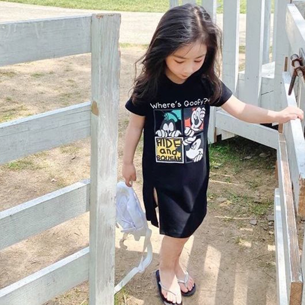 Dành Váy áo phông Cho Bé Gái  Áo Thun Tay Ngắn Cổ Tròn In Hình Hoạt Hình Dễ Thương