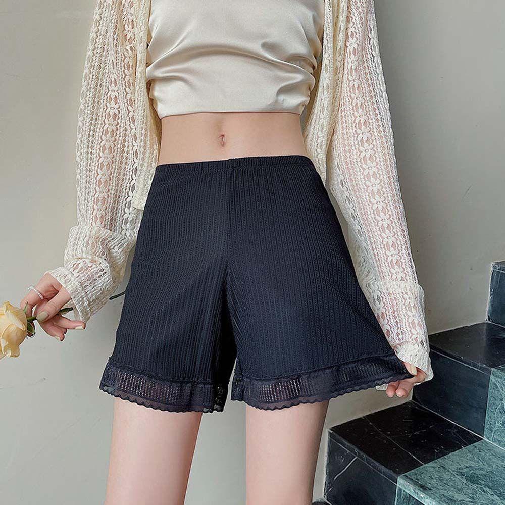 Quần Short An Toàn Bằng Lụa Phối Ren Thời Trang Mùa Hè Cho Nữ