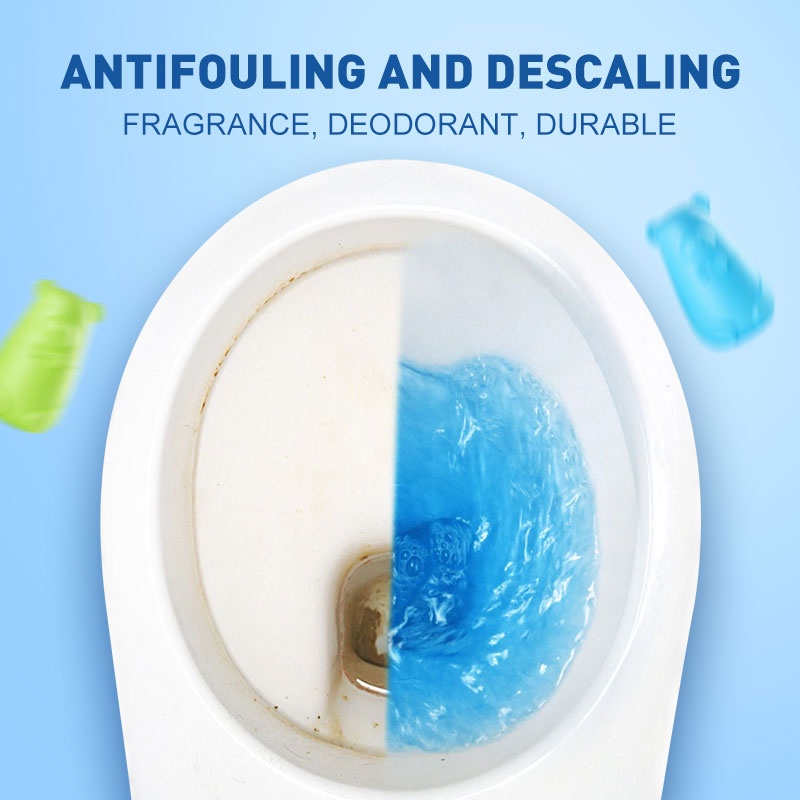 Cute blue bear-shaped automatic anti-bacterial cleaner for toilet bowls for 90 days