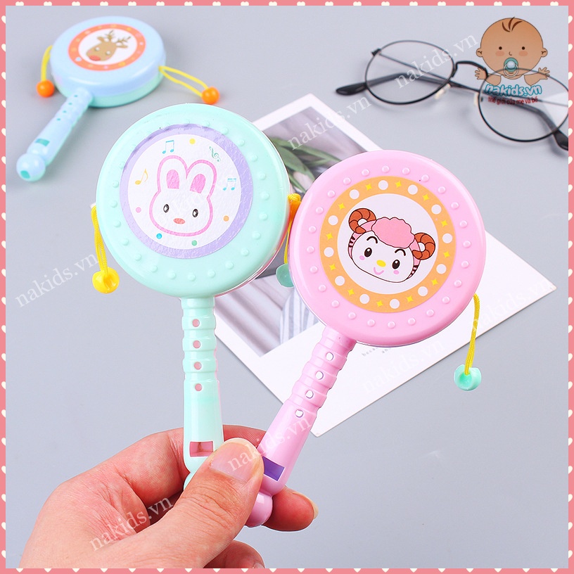 Lục Lạc Trống Nhựa - Đồ Chơi Trống Lắc Thúc Đẩy Khả Năng Cầm Nắm Và Thính Giác, Thị Giác Cho Bé MS90-DC3