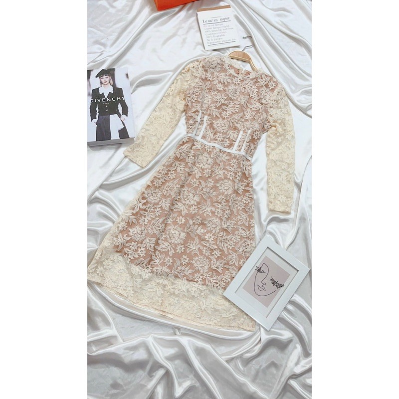 VÁY REN HOA DÀI TAY DÁNG DÀI BE