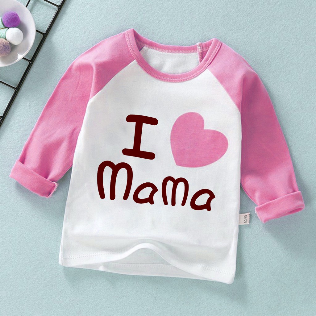 ÁO DÀI TAY RAGLAN CHO BÉ ILOVEMAMA ILOVEPAPA