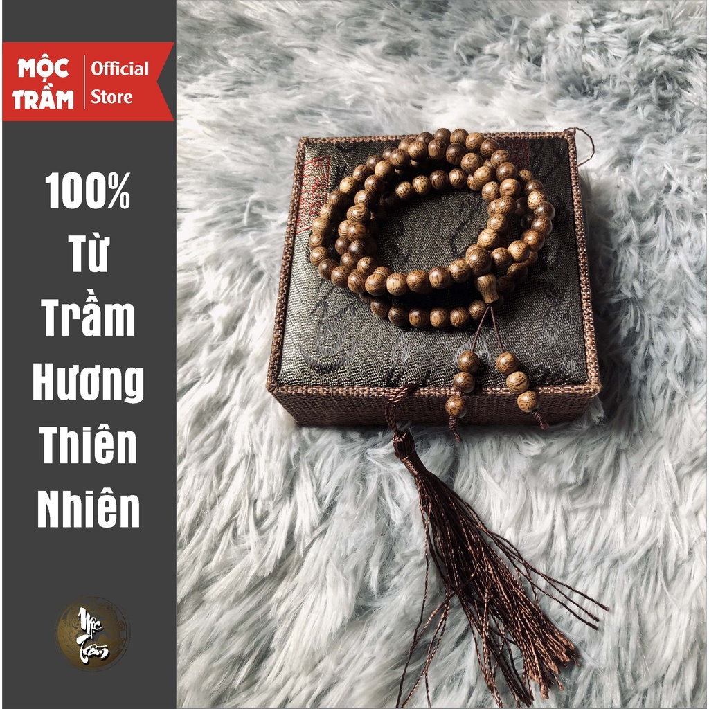 Chuỗi Vòng Trầm Hương 108 Hạt Tốc Việt Cao Cấp -  Chọn Lọc Phôi Chất Lượng Cao - Mùi Thơm Ngọt Nhẹ