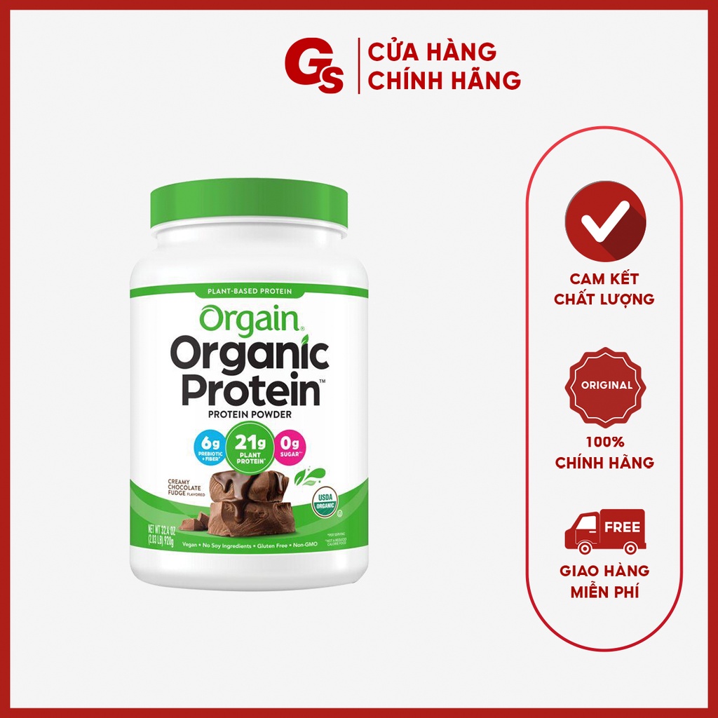 Bột protein thực vật hữu cơ Orgain Organic Protein (920g) nhập khẩu Mỹ tăng cơ, phục hồi cơ bắp