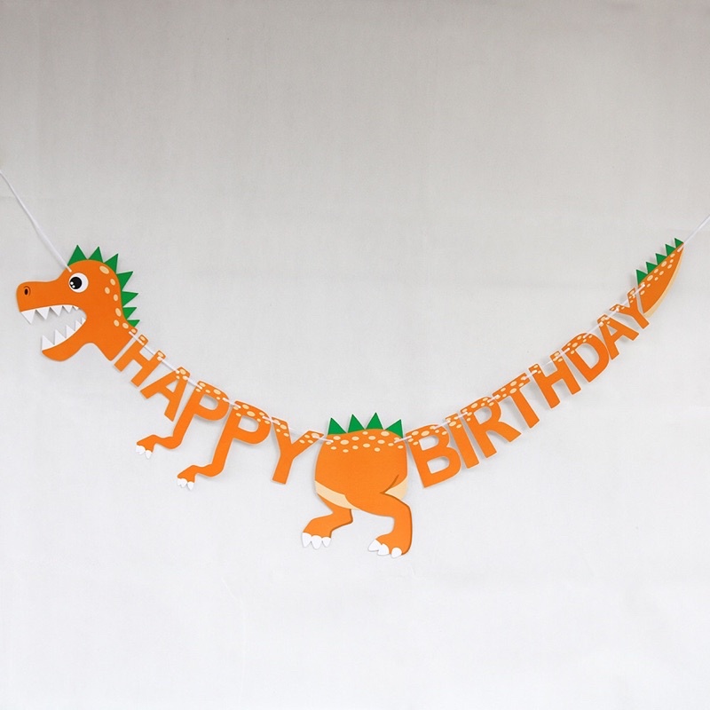 Dây chữ Happy Birthday hình khủng long trang trí sinh nhật cho bé