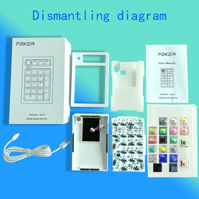 Bàn Phím Cơ Feker JJK-21 Không Dây 3 Chế Độ Kèm Bàn Phím Chuyên Dụng