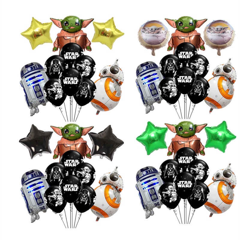 Set 11 Bong Bóng Cao Su Đen 12 Inch Chủ Đề Phim Star Wars Baby Yoda Trang Trí Tiệc Sinh Nhật Cho Bé