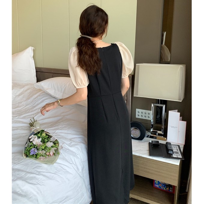 Đầm Dài Tay Phồng Cổ Vuông Phong Cách Hàn Quốc Mới 44761