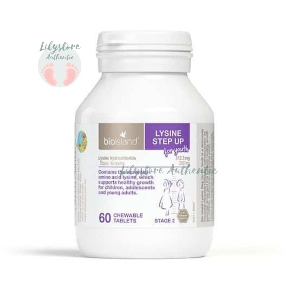 Lysine viên, Viên uống tăng chiều cao Bio Island Lysine Starter 60 viên cho Trẻ từ 6 - 24 tuổi của Ú