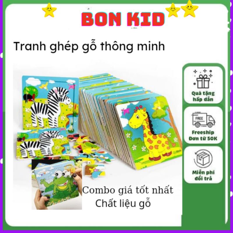 Combo 10 tranh ghép gỗ 9 mảnh ( tranh ghép tư duy- tranh ghép gỗ)